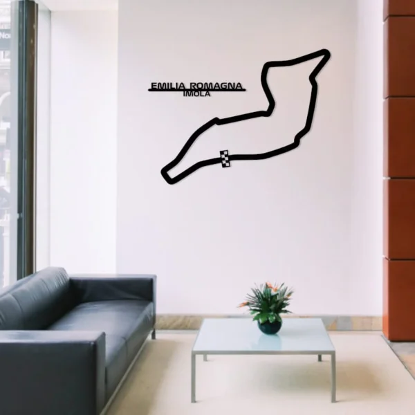 Cuadro metálico del circuito de Imola (Italia) en acero negro