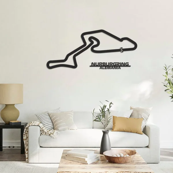Cuadro metálico del circuito de Nürburgring (Alemania) en acero negro