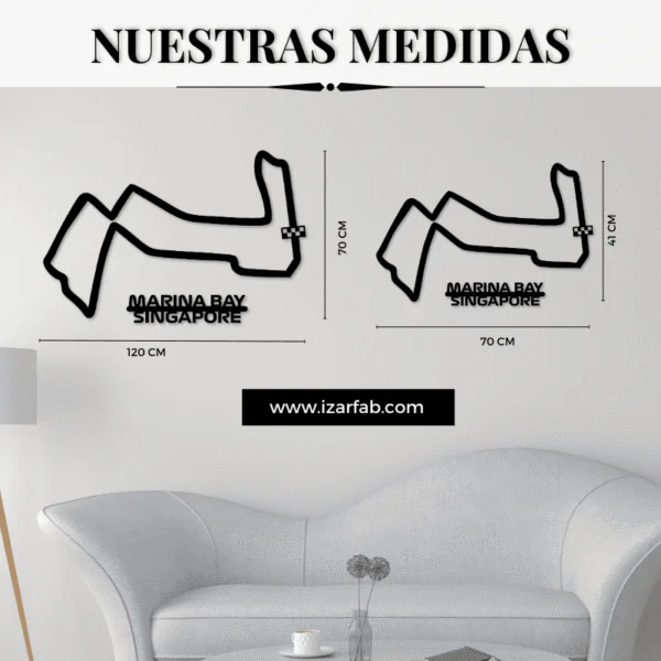 Cuadro metálico del circuito de Marina Bay (Singapur) en acero negro – foto 2