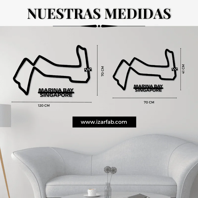 Cuadro metálico del circuito de Marina Bay (Singapur) en acero negro – foto 2