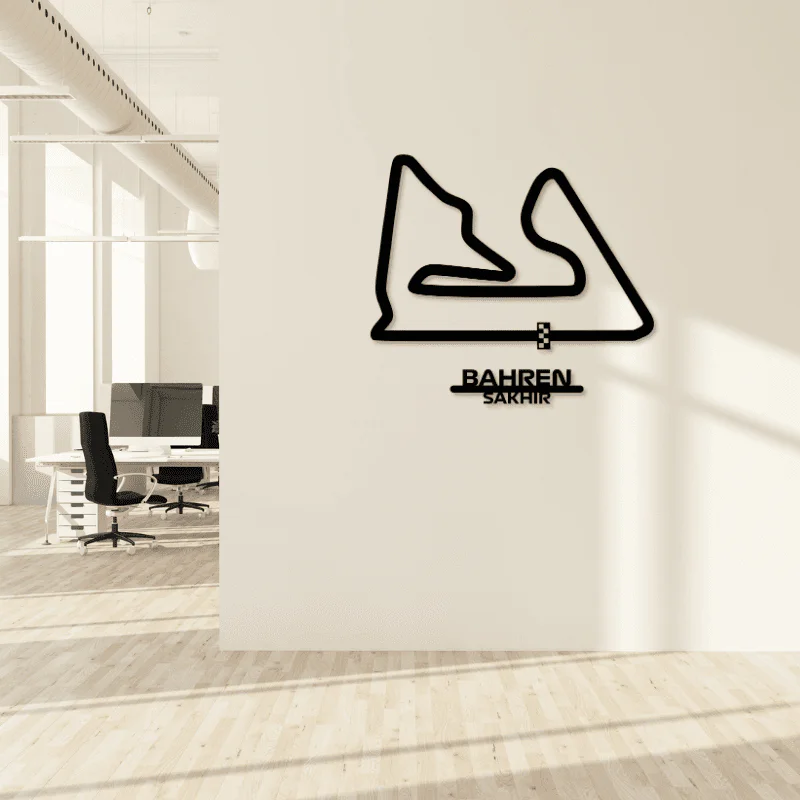 Cuadro metálico del circuito de Sakhir (Bahréin) en acero negro