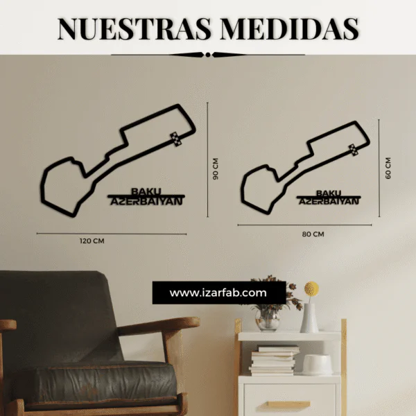 Cuadro metálico del circuito de Bakú (Azerbaiyán) en acero negro – foto 2