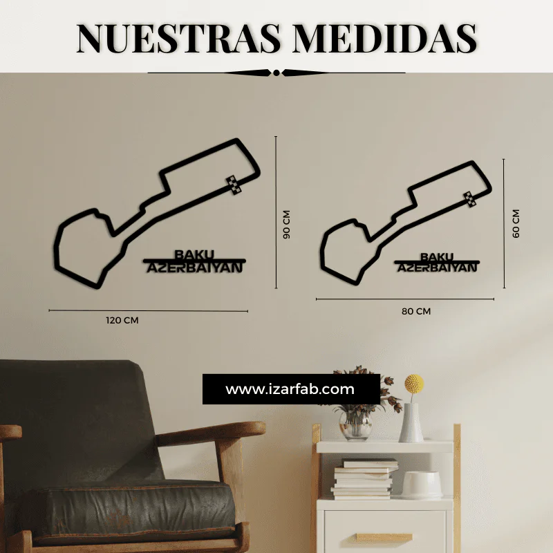 Cuadro metálico del circuito de Bakú (Azerbaiyán) en acero negro – foto 2