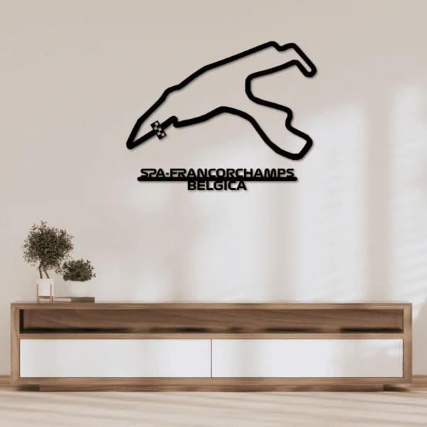 Cuadro metálico del circuito de Spa-Francorchamps (Bélgica) en acero negro