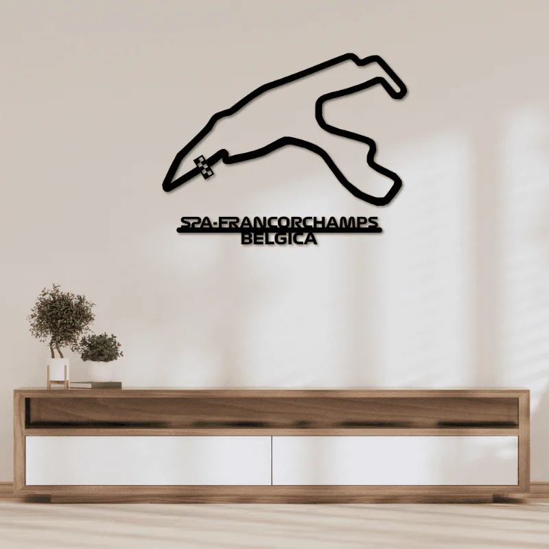 Cuadro metálico del circuito de Spa-Francorchamps (Bélgica) en acero negro